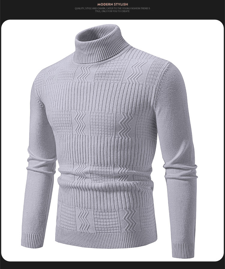 Men's High Neck Knit Sweater – Slim Fit Thermal Pullover For Layering Essentials_viptrois.com