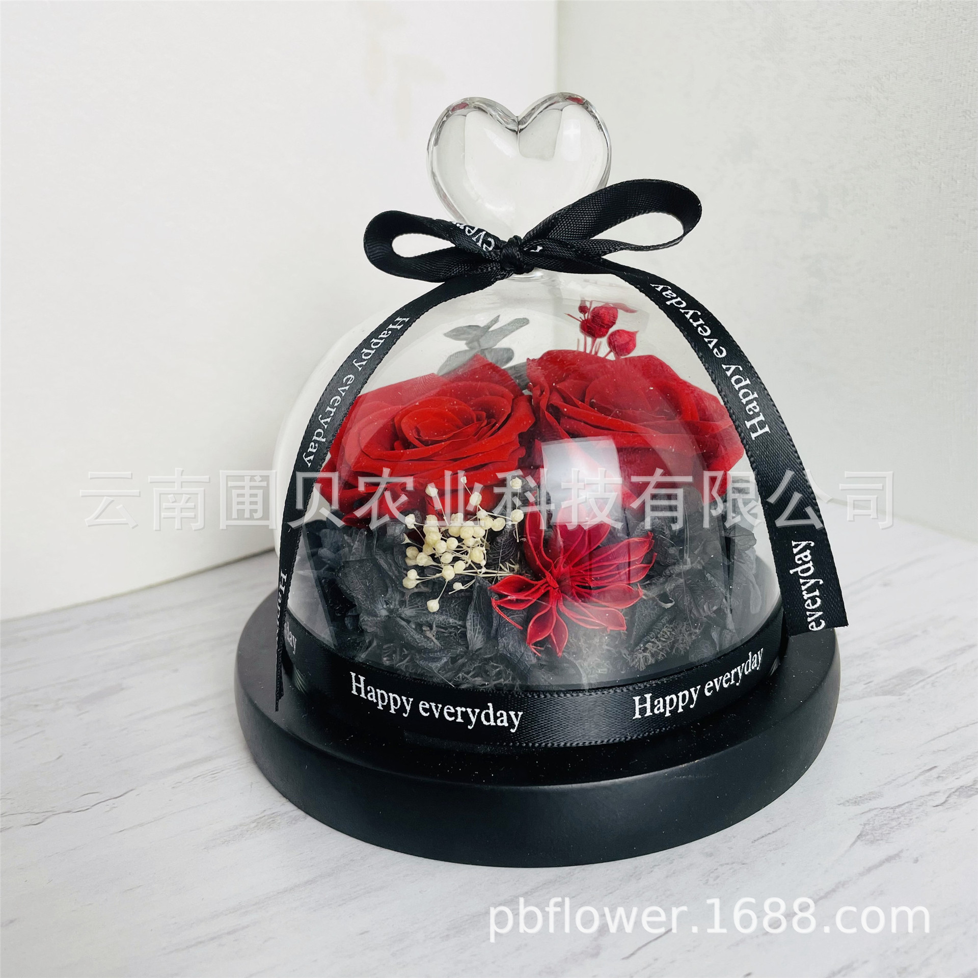 Flor melocotón corazón Eternal Rose Navidad Tanabata Día de San Valentín regalo eterna flor cubierta de vidrio en stock al por mayor