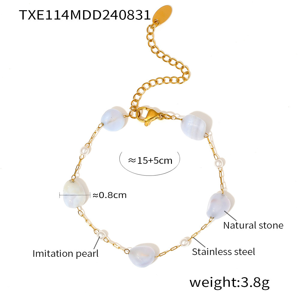 Nuevo collar de mujer simple piedra natural imitación de perlas collar clavícula ligero lujo nicho pulsera joyas de acero inoxidable