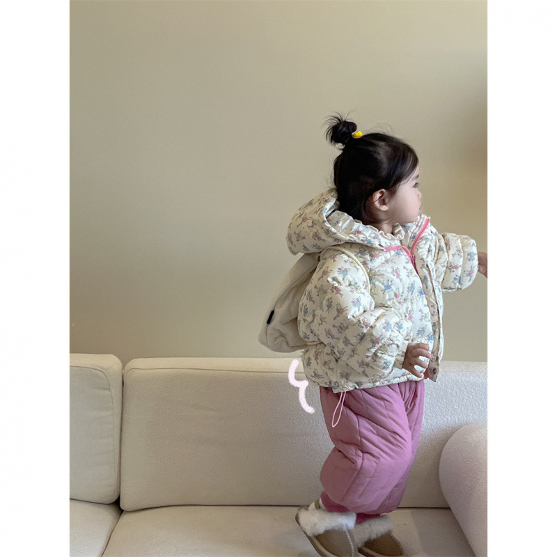 2025新款韩版冬季女童90白鸭绒羽绒服儿童洋气小仙女印花保暖外套|undefined