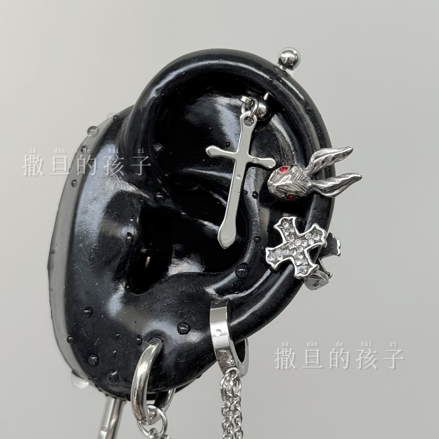 Labret stud lip piercing jewelry styling detail