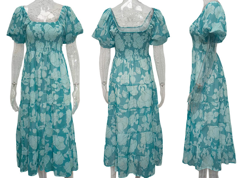308g Weight Maxi Long Dress Dress Length Type Short Sleeve Sleeve Length S1562 Dresses Type Puff Sleeve Sleeve Type Polyester Fabric Type High Waist Waist Line Holiday, Daily Occasion Boat Neck Neckline Slim Fit Type Solid Color Pattern Summer Season Women's Gender Elegant Style Wholesale Women's Elegant Solid Color Holiday Daily Boat Neck Short Sleeve S1562 2