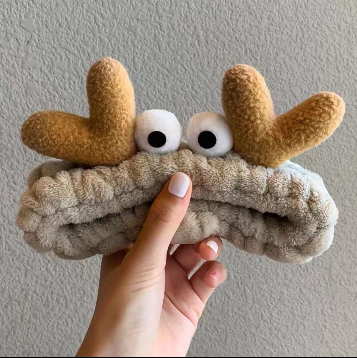 Caricatura verde rana correa de cabello mujer nuevo lindo gran ojo correa de cabello lavar la cara correa de cabello máscara de Navidad tocado