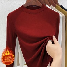 秋冬季磨毛椰绒小立领纯色内搭打底衫女德绒可外穿高级感上衣T恤