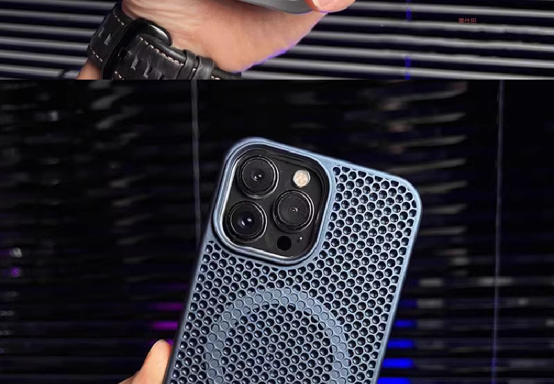 Ốp lưng điện thoại tổ ong tản nhiệt chống rơi có giá đỡ cho iPhone 12–16 Pro Max — [Làm mát tổ ong màu đen★Giá đỡ từ tính], [Làm mát tổ ong màu tím đậm★Giá đỡ từ tính], 【Làm mát tổ ong màu xám★Giá đỡ từ tính], 【Tản nhiệt tổ ong màu bạc★Giá đỡ từ tính] chi tiết 10