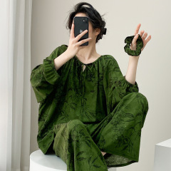 リヨセルパジャマ女性のための 2025 アップグレードホットスタイル綿シルク春と夏のホーム服人工綿ルーズ薄型セット