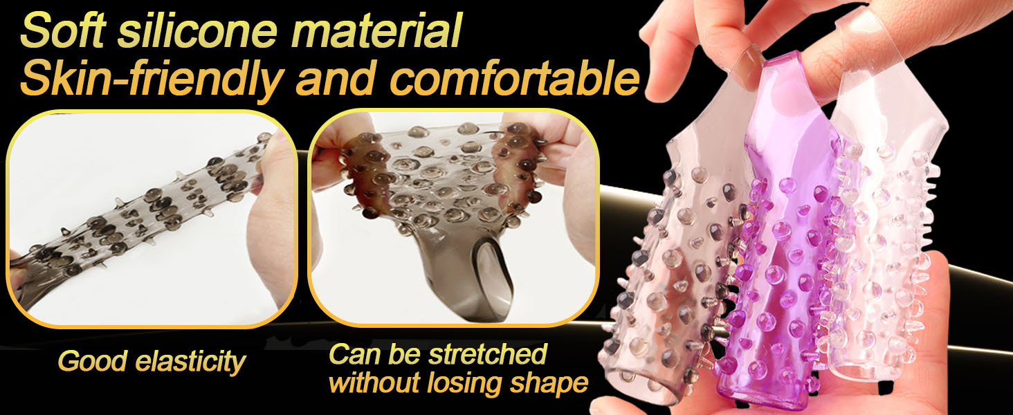 Textured Wolf-Tooth Condom Sleeve, TPE Studded Delay Cover for Adults — detail image 8