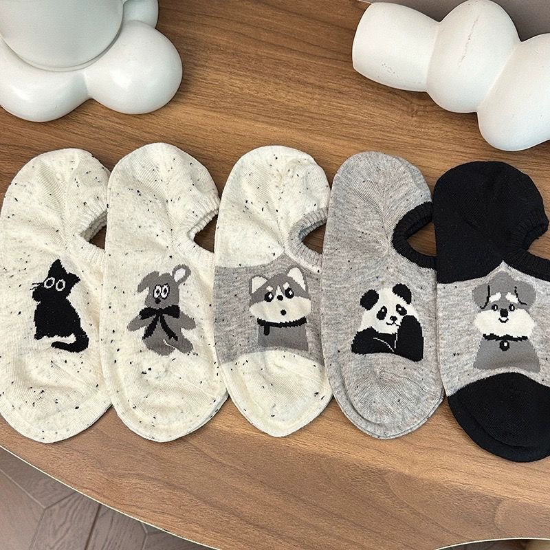 Весенне-летние тонкие женские носки, японская мультяшная граффити-пряжа, силиконовые нескользящие носки-лодочки с низким вырезом, носки-невидимки.