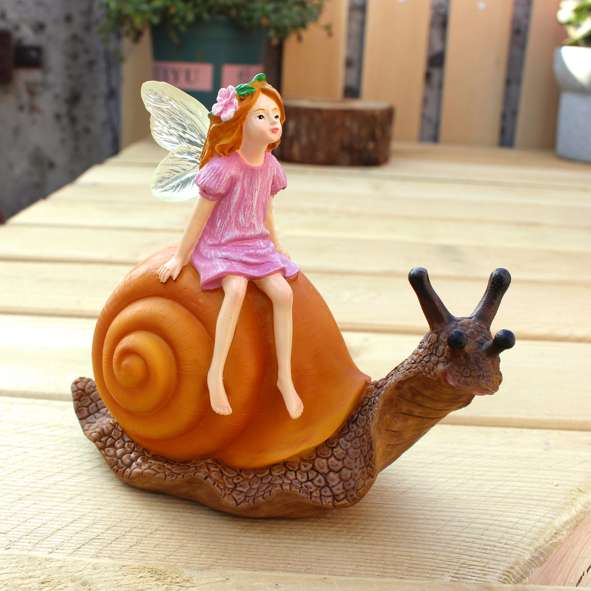 Artificial snail flower fairy decoration resin animal model sculpture garden courtyard decoration outdoor bonsai decoration