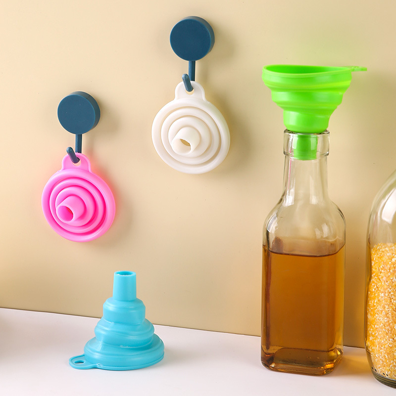 Embudo mini telescópico plegable de silicona doméstica fuga de aceite de cocina pequeño embudo de líquido conveniente y práctico resistente a altas temperaturas