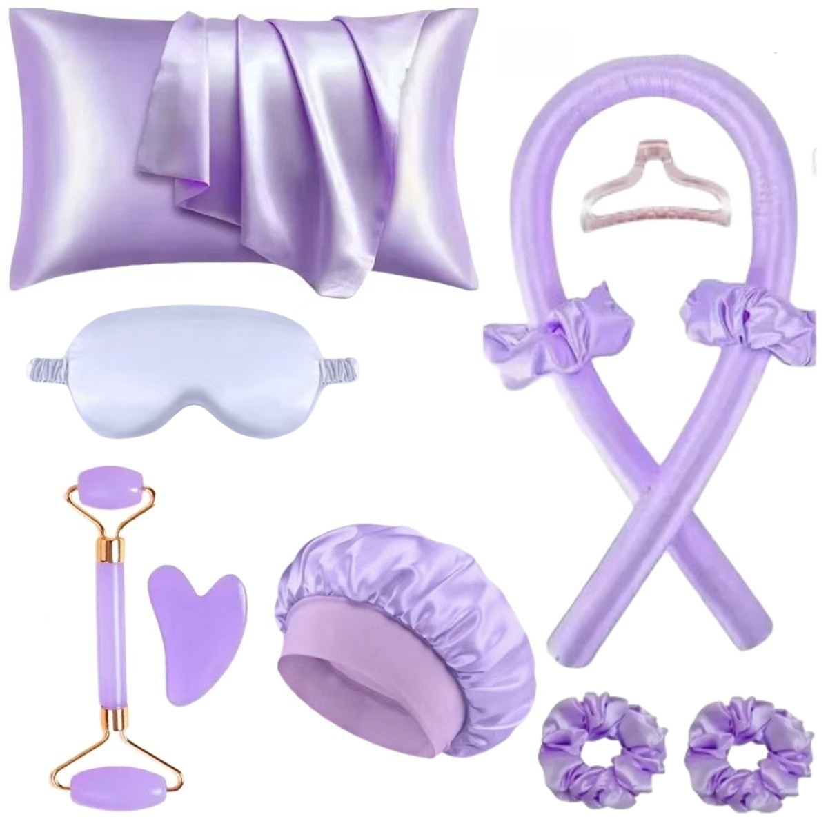 Comercio exterior transfronterizo sin rizador de calor, traje de venta caliente de Amazon, gorras para los ojos, gorros de ducha, sin calor, sin daño, almohada con cremallera individual