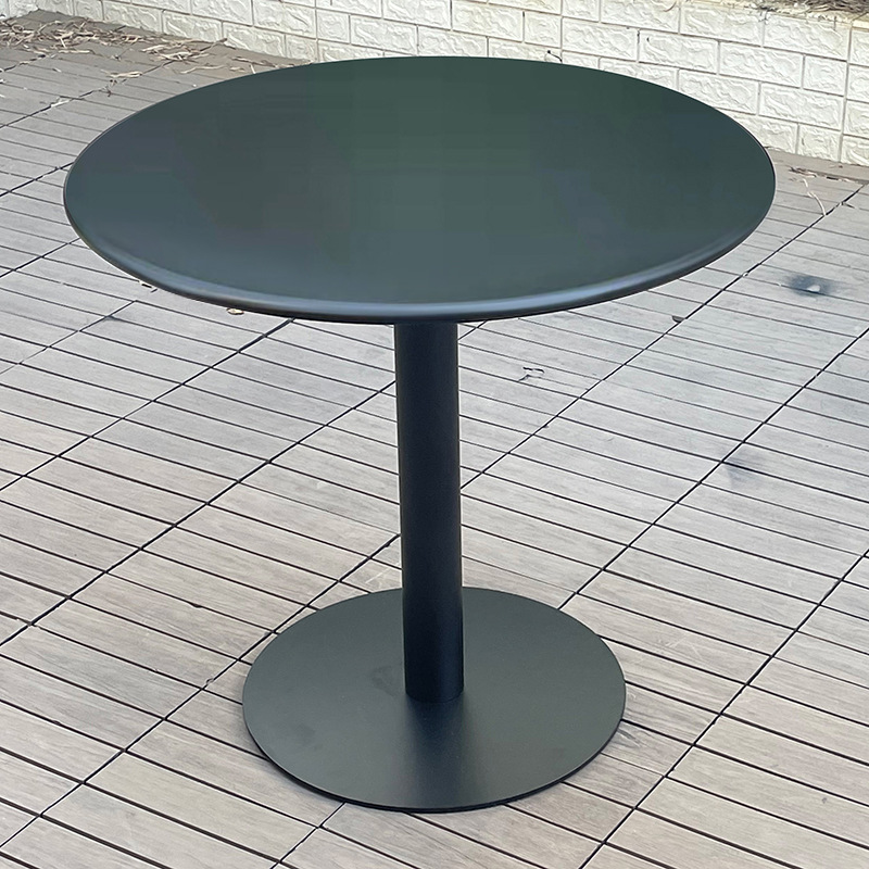 Mesa redonda de acero al carbono impermeable para exterior, balcón, bar o restaurante