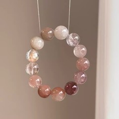 女性用ローズクォーツマルチジュエルブレスレット、桃の花と蝶のデザインのブレスレット、見栄えの良い、多用途、ガールフレンドへのギフトとして