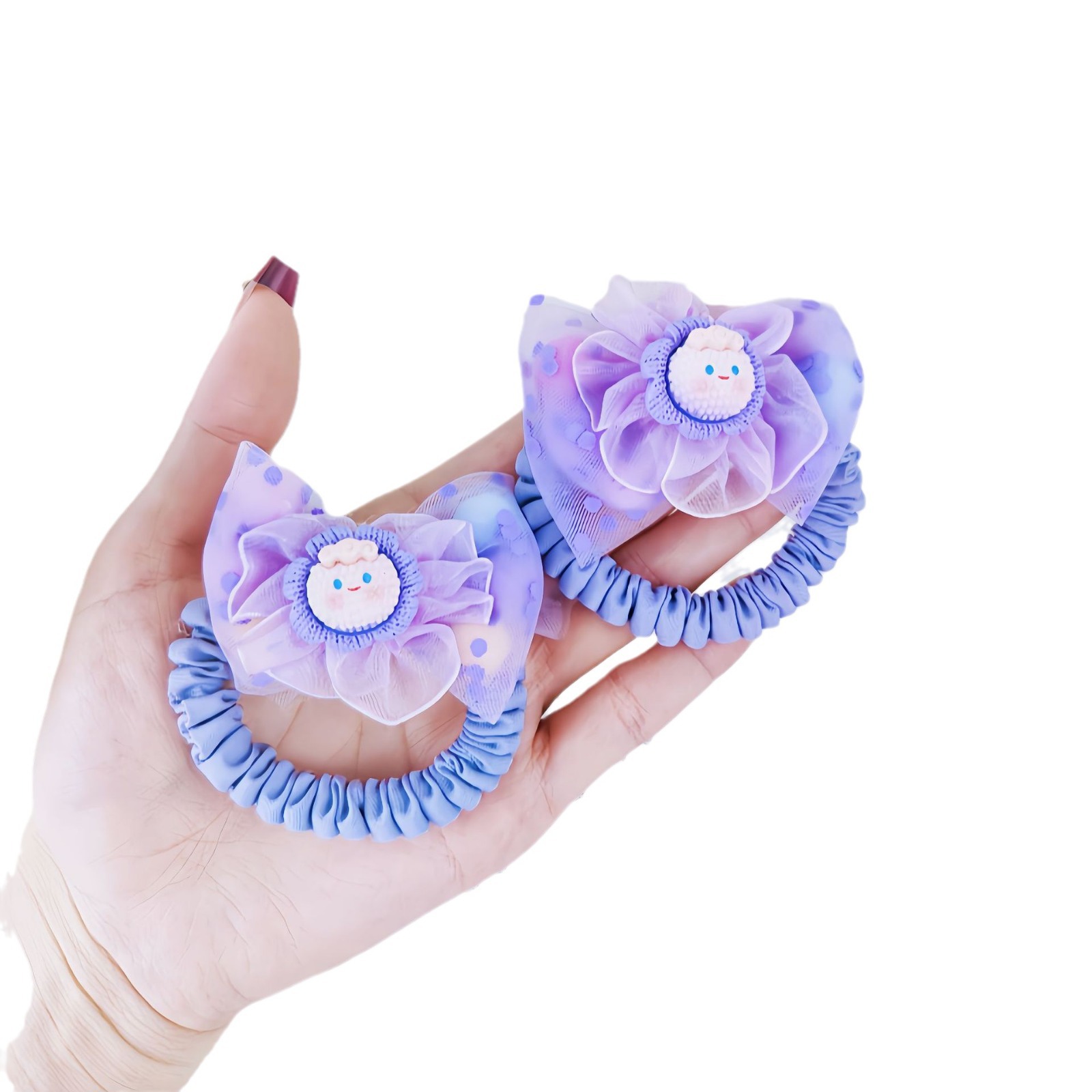 Flores de dibujos animados para niños anillo de cabello de la pequeña niña con cola de caballo elástico tocado dulce lindos cabello de la princesa joyería para el cabello