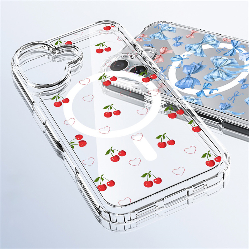 40g Weight iPhone Applicable Brands Phone Cases Classification PC, tpu Material Cherry, Bow Knot Pattern Sweet, Classic Style Style PC Tpu Cherry Bow Knot Sweet Classic Style Phone Cases Phone Accessories 无