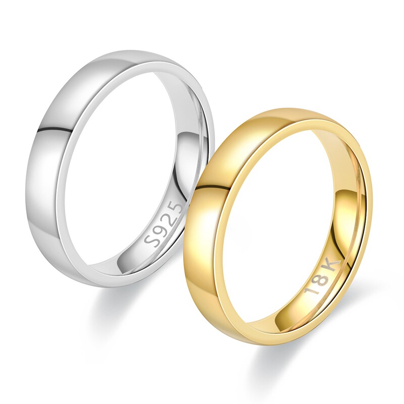ファッショナブルでシンプルなハイエンドプレーンチタン鋼リング女性用 18K S925 トレンディなカップルリングジュエリードロップシッピング|undefined