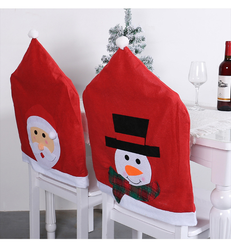 Christmas Cartoon Style Cute Christmas Hat Santa Claus Nonwoven Family Gathering Daily Festival Chair Cover display picture 1