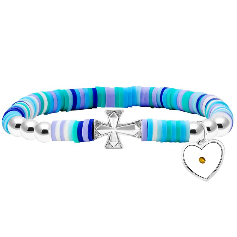 Tk/Amazon Cross-Border Popular Christian Bracelet Gift Soft Pottery Cross Bracelet Heart-Shaped Mustard Seed Charm