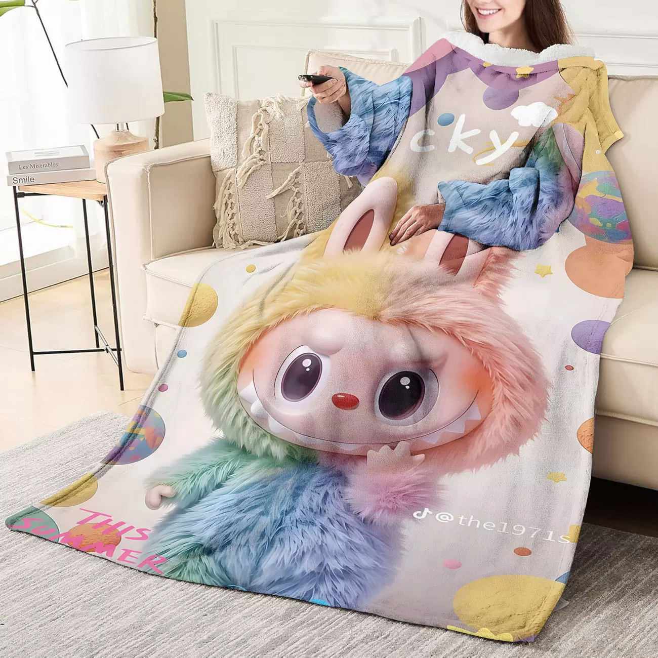 跨境专供法兰绒可穿毛毯带袖子毛毯 懒人毯 舒适穿戴毯LBB系列