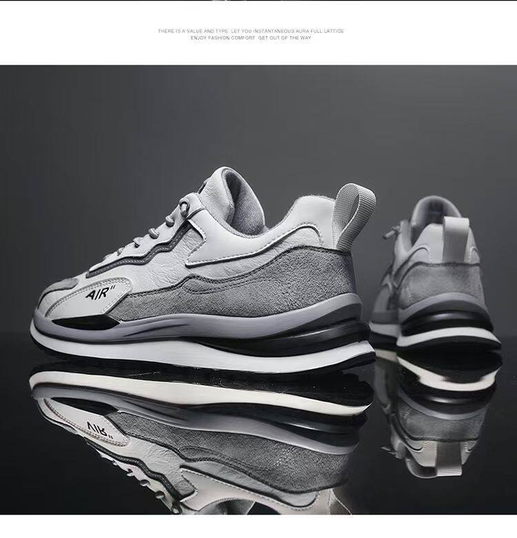 Giày thể thao nam da lì phối lưới đế dày kiểu sneaker thường ngày — H102 màu be, H102 màu trắng, H102 màu xám chi tiết 21