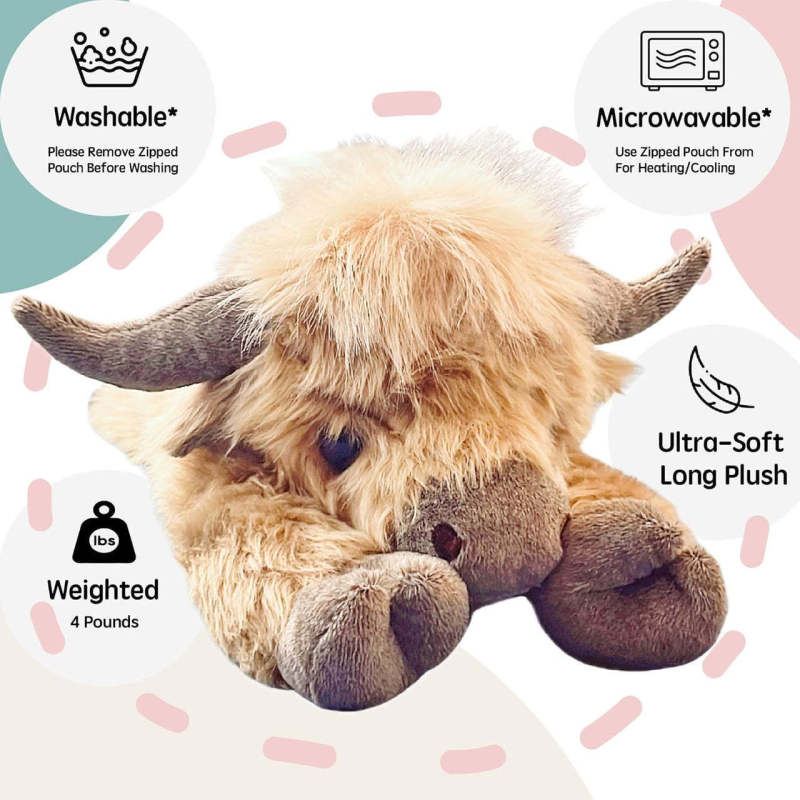 跨境新款Highland Cow Plush高地牛小牛毛绒公仔 牛年吉祥物棕色|undefined