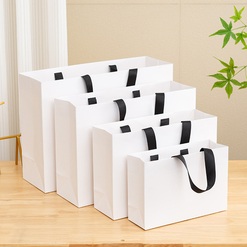 Simple leather gift bag shopping bag clothing handbag screw rope packaging bag white cardboard bag Zhuofan 