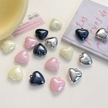 DIY爱心奶昔白粉色钥匙扣饰品配件手工串珠材料挂饰包包心形挂坠