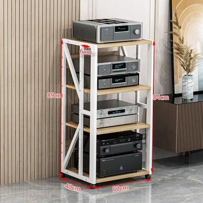 Electric car big tripod: adjustable spacing mobile gallbladder - 4-layer-c-white-rack-light-walnut-board
