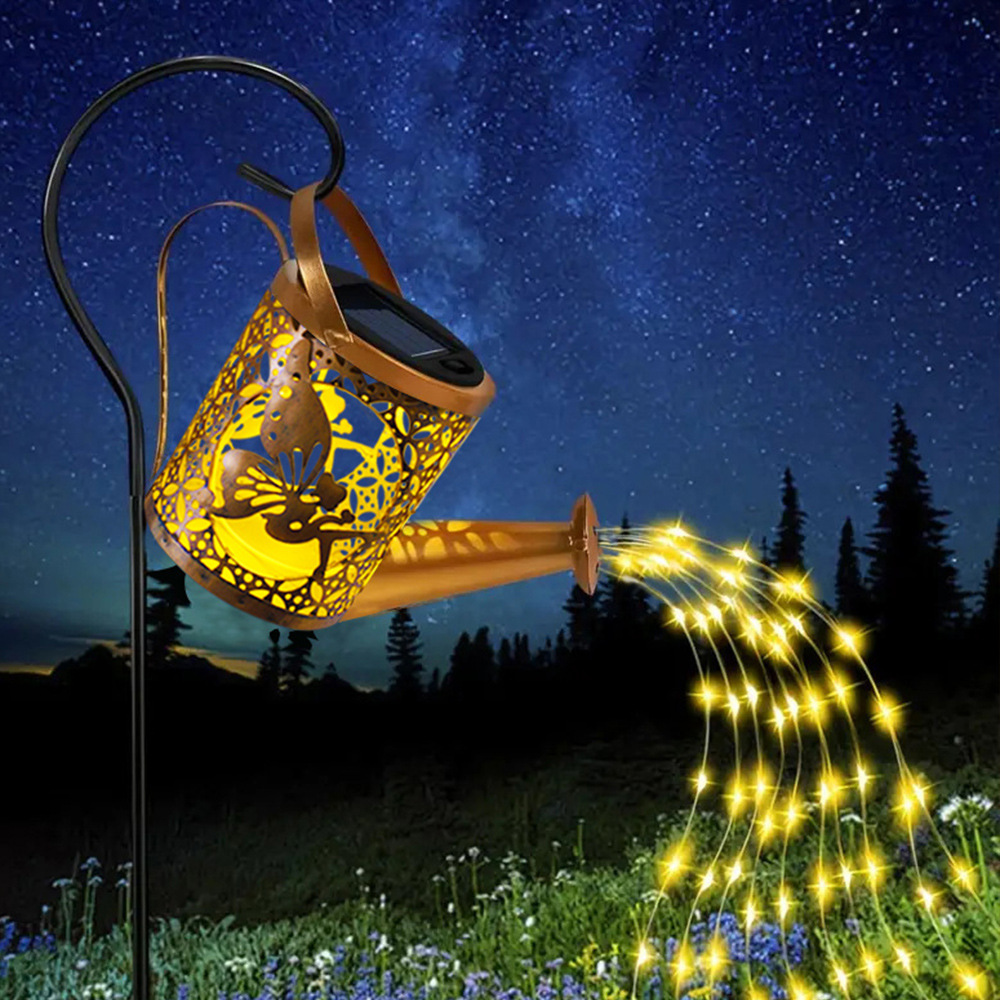 Hierro hueco lámpara de proyección solar al aire libre impermeable patio jardín hervidor lámpara césped paisaje tierra enchufe Lámpara decorativa