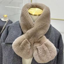 天鹅绒级整皮獭兔毛围巾女冬季韩版纯色真毛皮草围脖双面加厚保暖