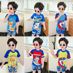 Children's swimsuit, boy's swimsuit, small and medium-sized children's hot spring short-sleeved sunscreen one-piece suit wholesale baby cartoon swimsuit