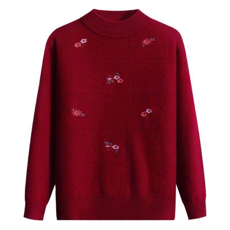 Свитер для пожилых людей, осенне-зимняя женская одежда, утолщенный свитер на флисовой подкладке, свободная рубашка-топ больших размеров для матери среднего возраста