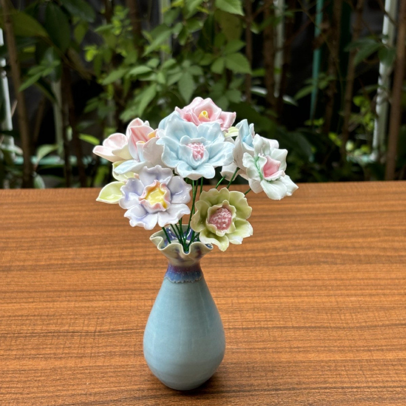 景德镇高温手工陶瓷花朵批发花瓶装饰花束送女友礼物|undefined