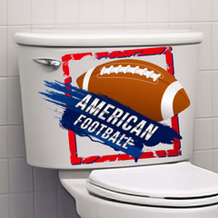 跨境超級碗橄欖球派對裝飾用品創意衛生間馬桶蓋防水裝飾自粘貼畫
