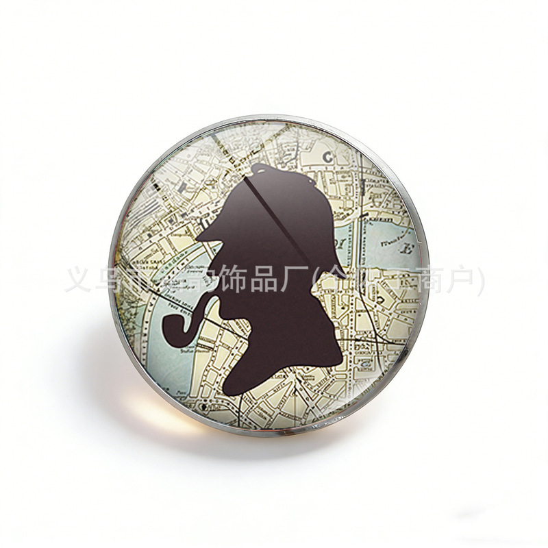Sherlock Holmes Pipe Silhouette Brooch Detective Enthusiasts Retro Collectible Badge Wholesale Sherlock Holmes Pipe Silhouette Brooch Detective Enthusiasts Retro Collectible Badge Wholesale
