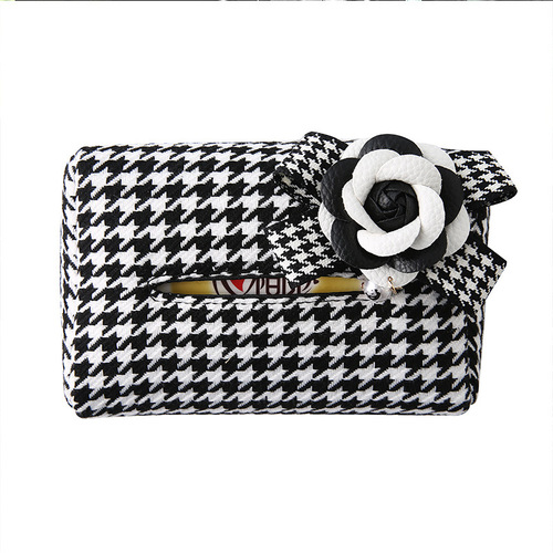 Houndstooth car tissue box hanging sun visor tissue box car car seat hanging paper box multi-function