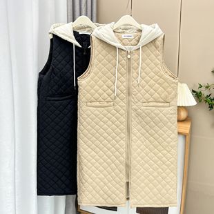 Autumn and Winter 100kg Fat Sister Casual Long Hooded Cotton Vest Plus Size Women's Casual Warm Jacket 0879