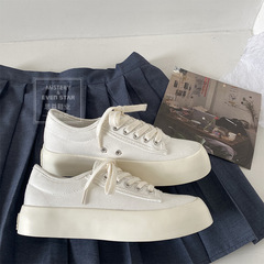 Summer Thin Canvas Shoes 2021 New Thick Soled White Shoes Women's Cream Shoes Ins Sneakers MIS-532