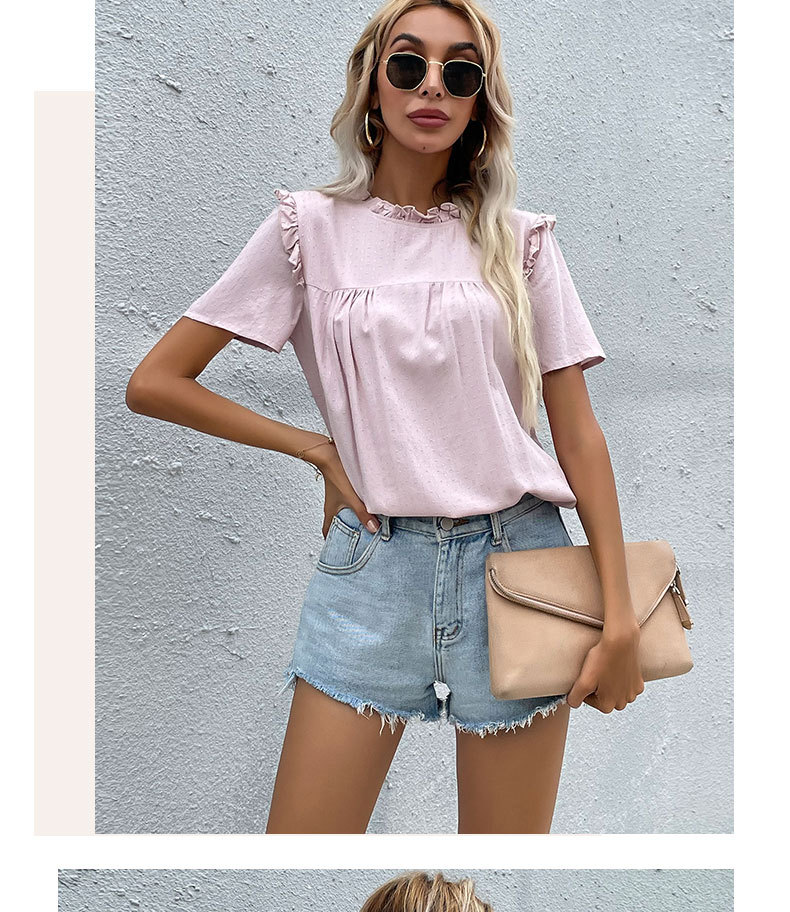 Pink Short-Sleeved Round Neck T-Shirt NSYYF107042