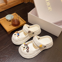 2024新款洞洞鞋女潮可愛卡通小狗涼拖鞋夏天防滑厚底外穿涼拖鞋