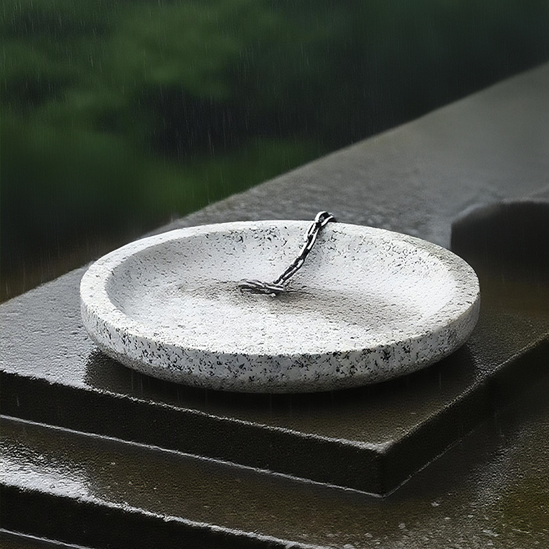 Rain Chain Bottom Fixing Accessories, Round Stone Basin Water Tray, Courtyard Rain Chain Decorative Accessories, Rain Chain Accessories