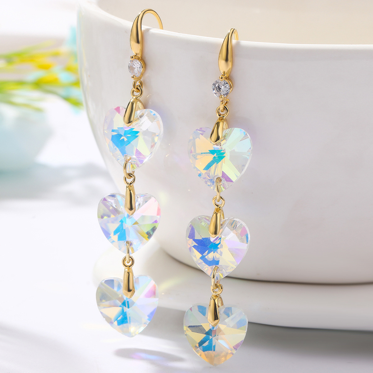 Women's Gender 1 Pair Elegant Geometric Star Heart Shape Artificial Crystal Drop Earrings