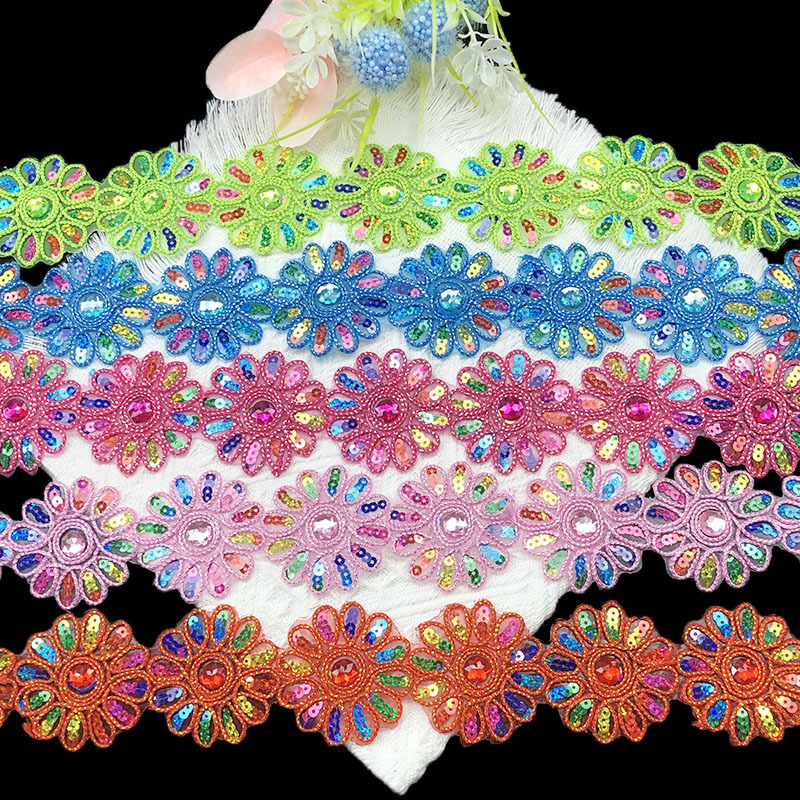 新款现货三角亮片花边机绣花边手工 diy服装衣边发饰蕾丝辅料花边