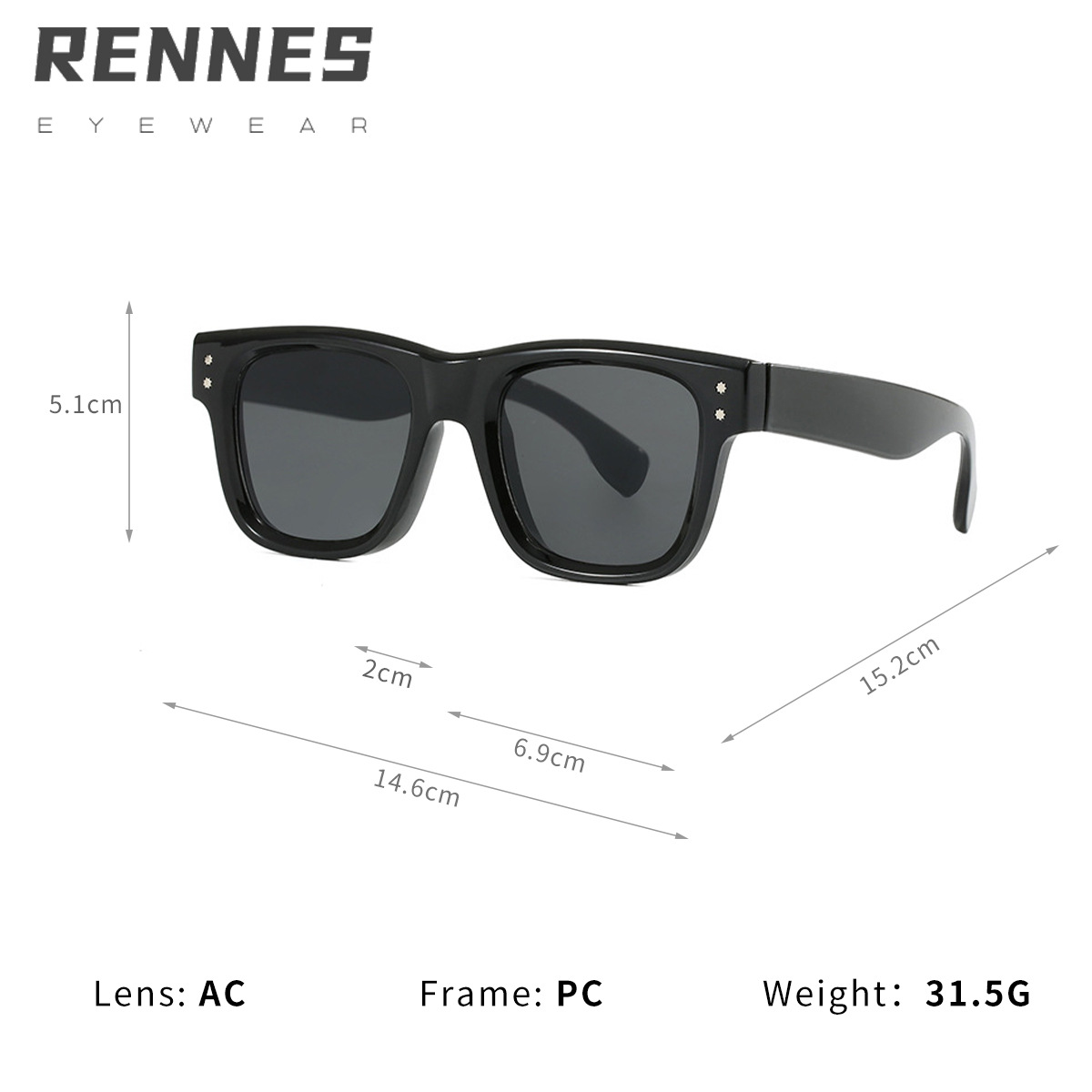 Nuevas gafas de sol de protección UV con clavos de arroz retro cuadrado para hombres y mujeres gafas de sol de marco completo para exteriores Sunglasses