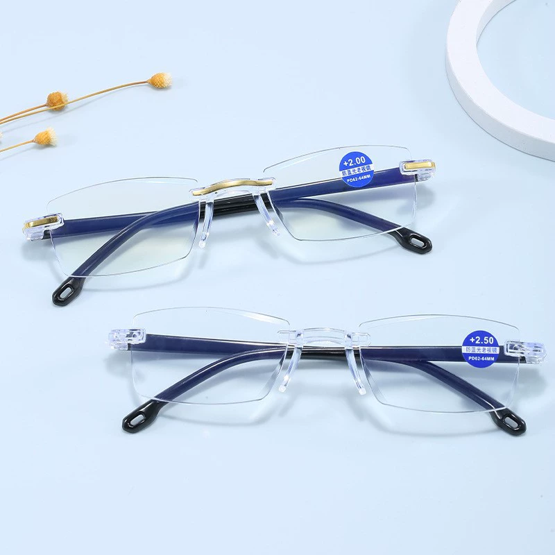 Wholesale smart zoom anti-blue light frameless trimming reading glasses running Jianghu stall reading glasses reading glasses simple