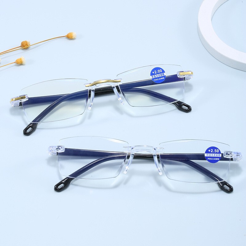 Wholesale smart zoom anti-blue light frameless trimming reading glasses running Jianghu stall reading glasses reading glasses simple