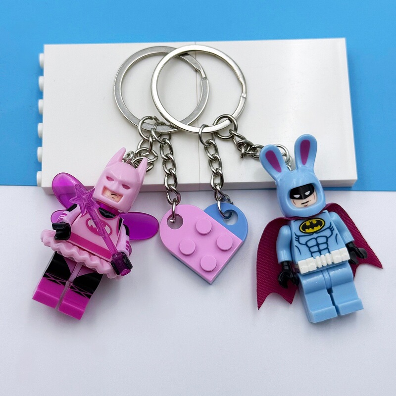 Heart-shaped building block fairy keychain bag pendant Batman building block figure heart-shaped building block ornament Heart-shaped building block fairy keychain bag pendant Batman building block figure heart-shaped building block ornament
