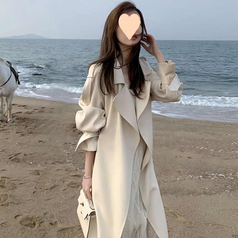 风衣外套女百搭春秋高级感垂感2025新款大衣中长款韩风气质小个|undefined