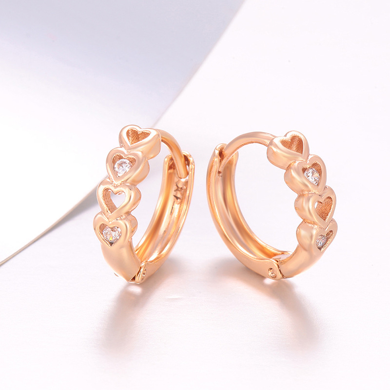 Aretes de Aro con Corazón Calado de Aleación para Mujer image 3