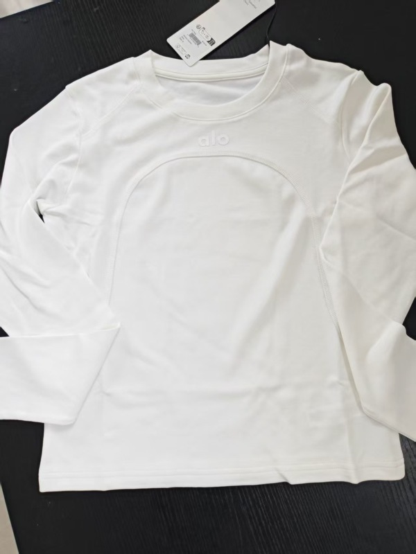 现货ALOANGT紧身显瘦瑜伽上衣健身服女跑步棉质运动长袖打底衫潮|undefined